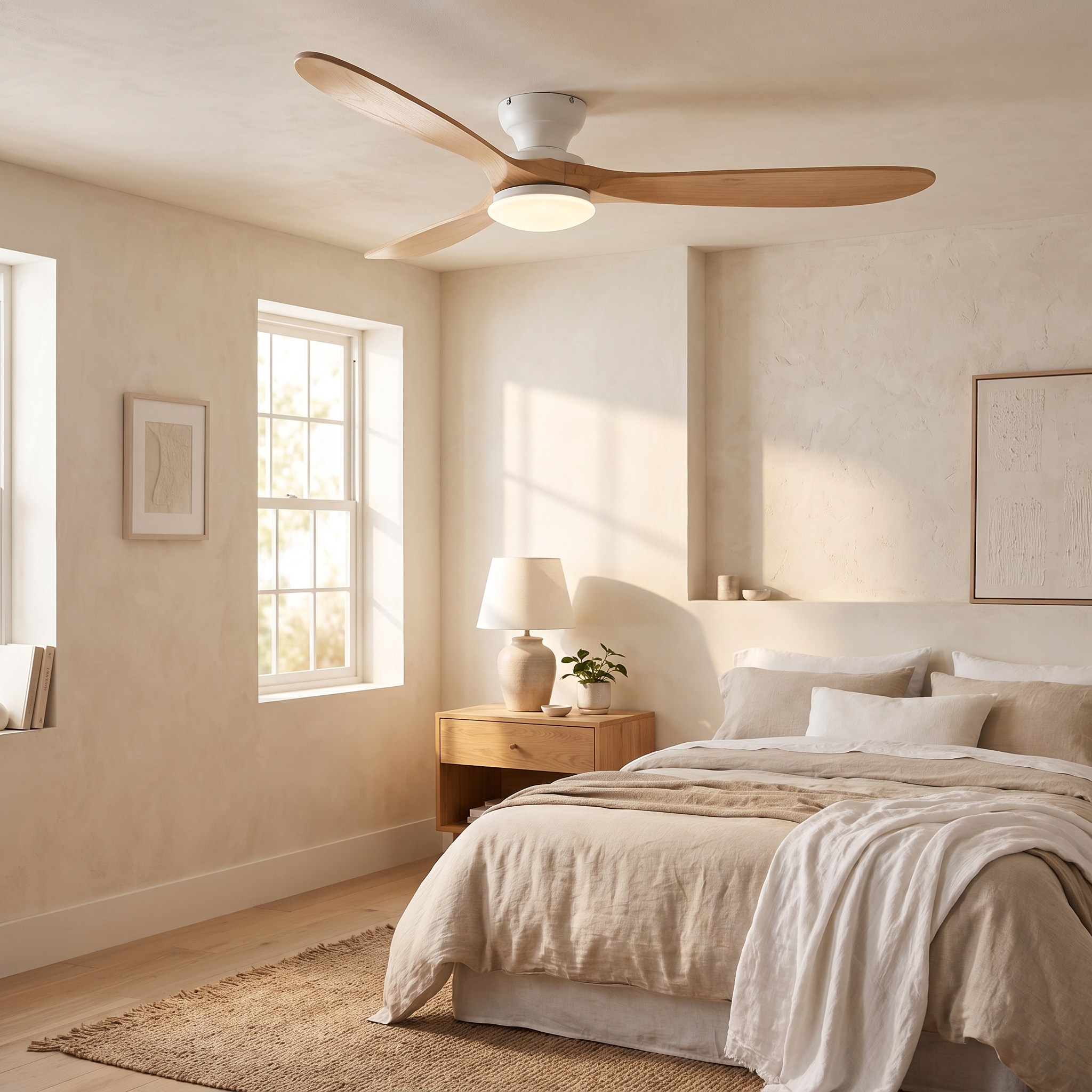 Kiama — Kiama Solid Timber Ceiling Fan with 24 W LED — White | aussieceilingfans