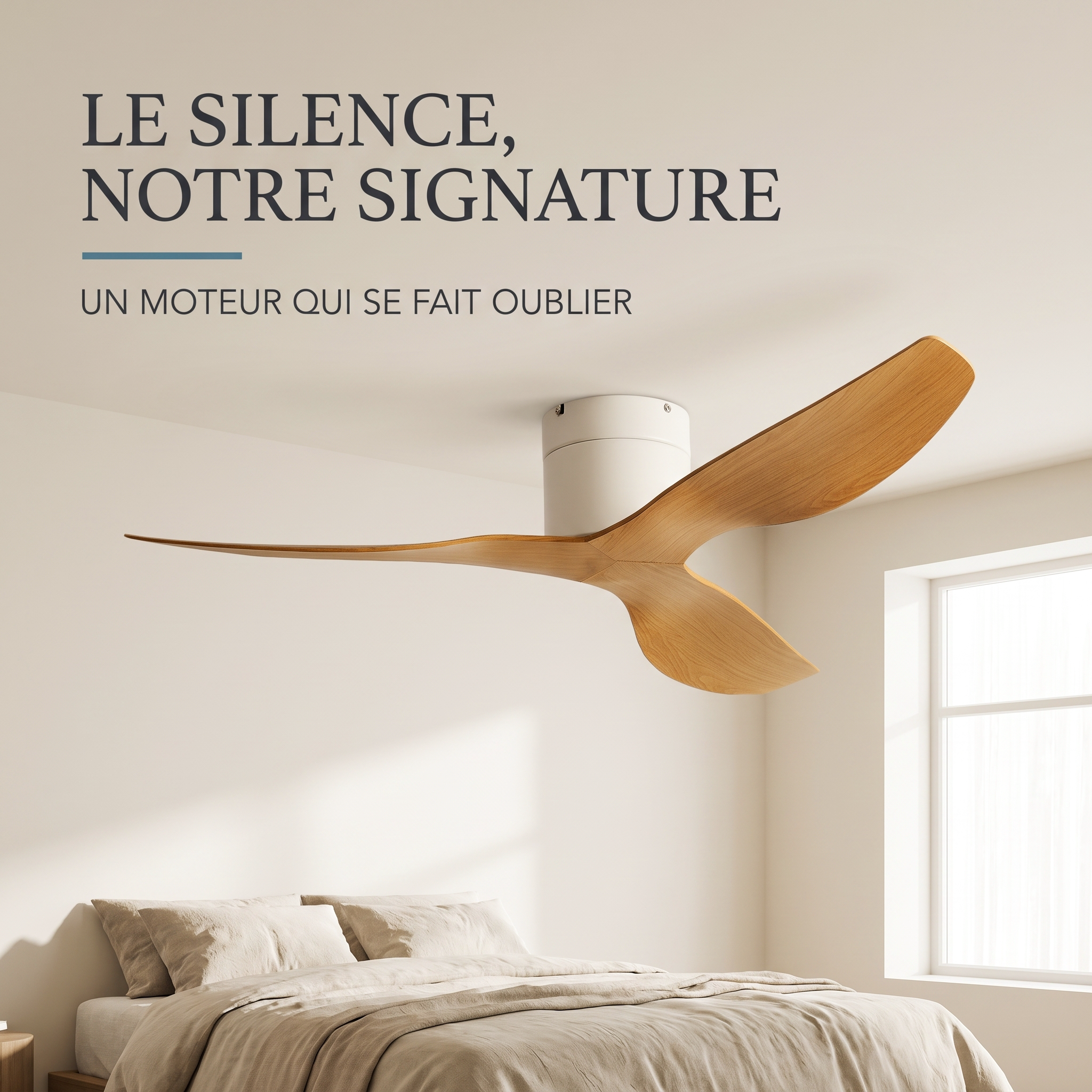 Coogee Flush Mount DC Ceiling Fan — Ivory & Oak | aussieceilingfans