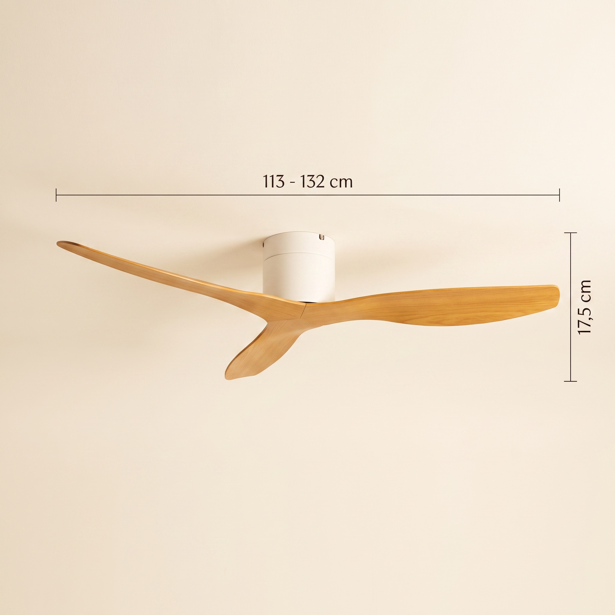Coogee Flush Mount DC Ceiling Fan — Ivory & Oak | aussieceilingfans