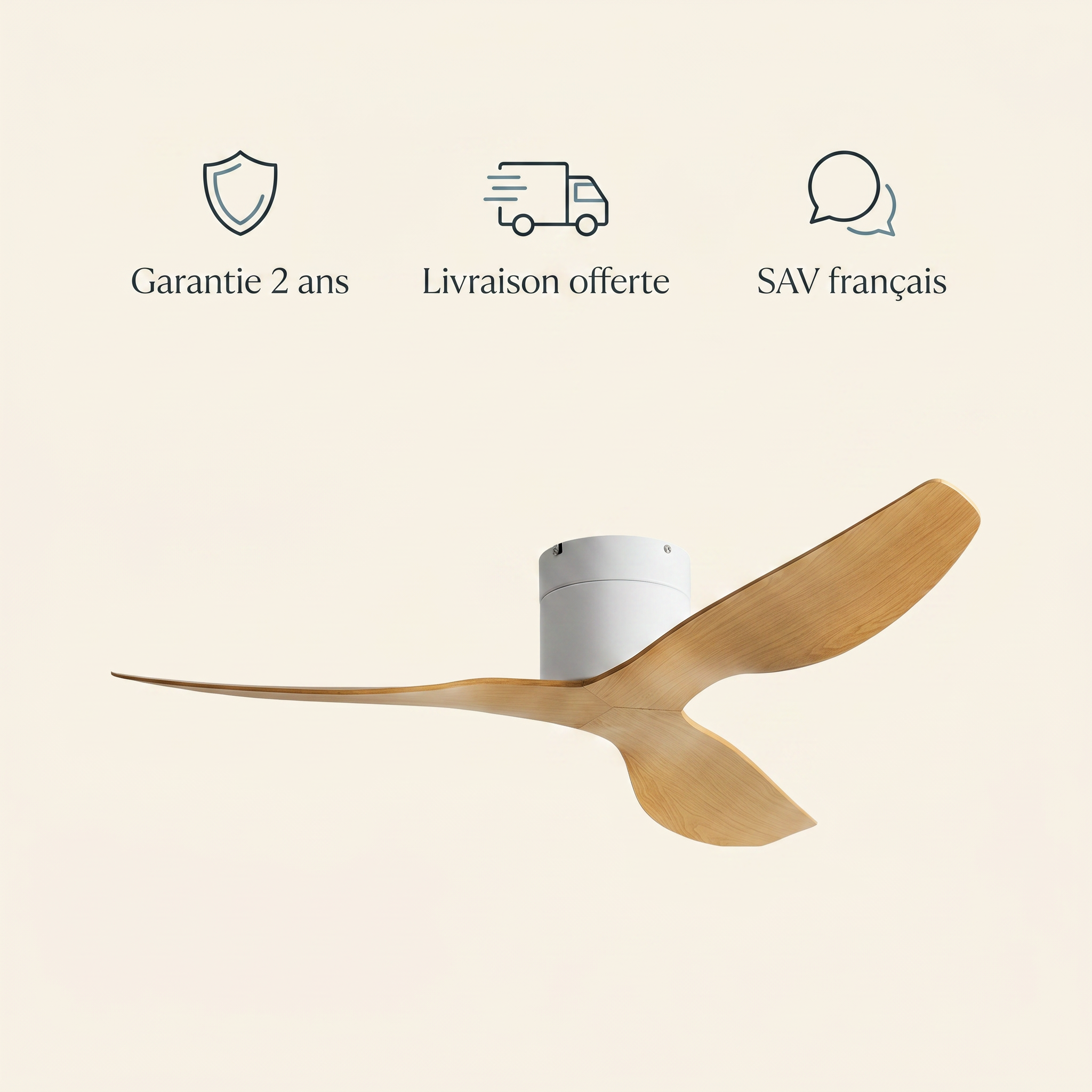 Coogee Flush Mount DC Ceiling Fan — Ivory & Oak | aussieceilingfans