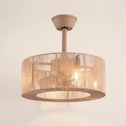 Dune Rope Wrapped Drum Fan with Hidden LED 50 cm