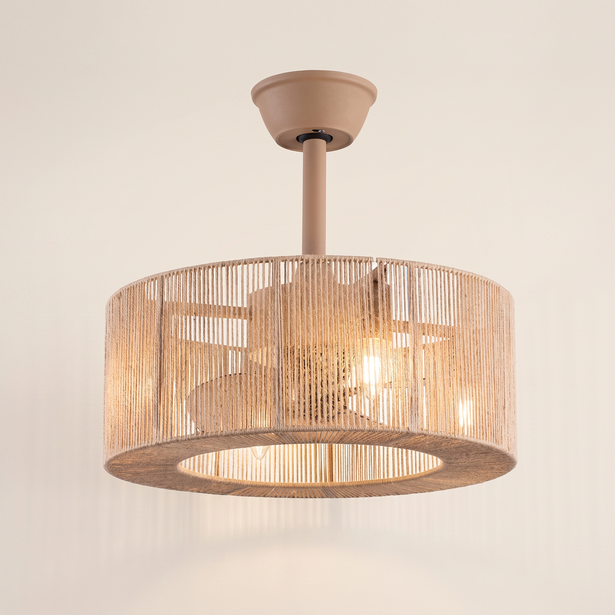 Dune Rope-Wrapped Drum Fan with Hidden LED 50 cm | aussieceilingfans