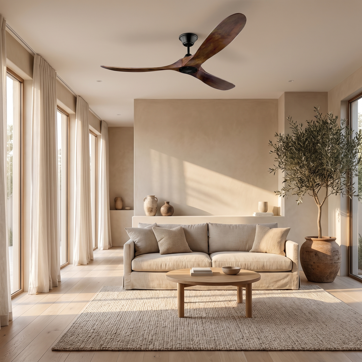 Karri ceiling fan installed in a living room