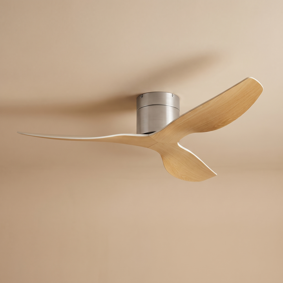 Coogee Flush Mount Ceiling Fan Ivory Oak