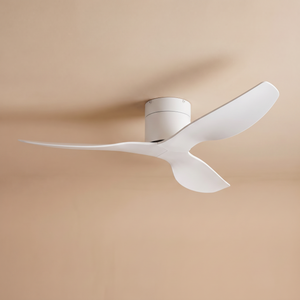 Coogee flush mount ceiling fan in white, studio product shot