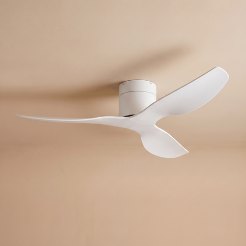 Coogee flush mount ceiling fan in white, studio product shot