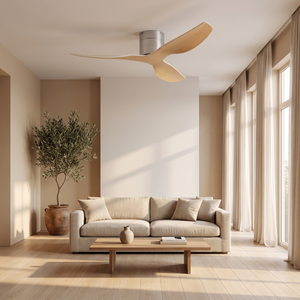 Coogee ceiling fan flush mounted in a living room