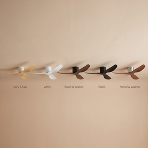 Coogee ceiling fan colour range, five finishes
