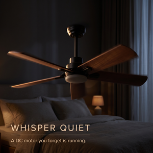 Jarrah ceiling fan quiet DC motor at night