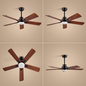 Jarrah ceiling fan shown from four angles