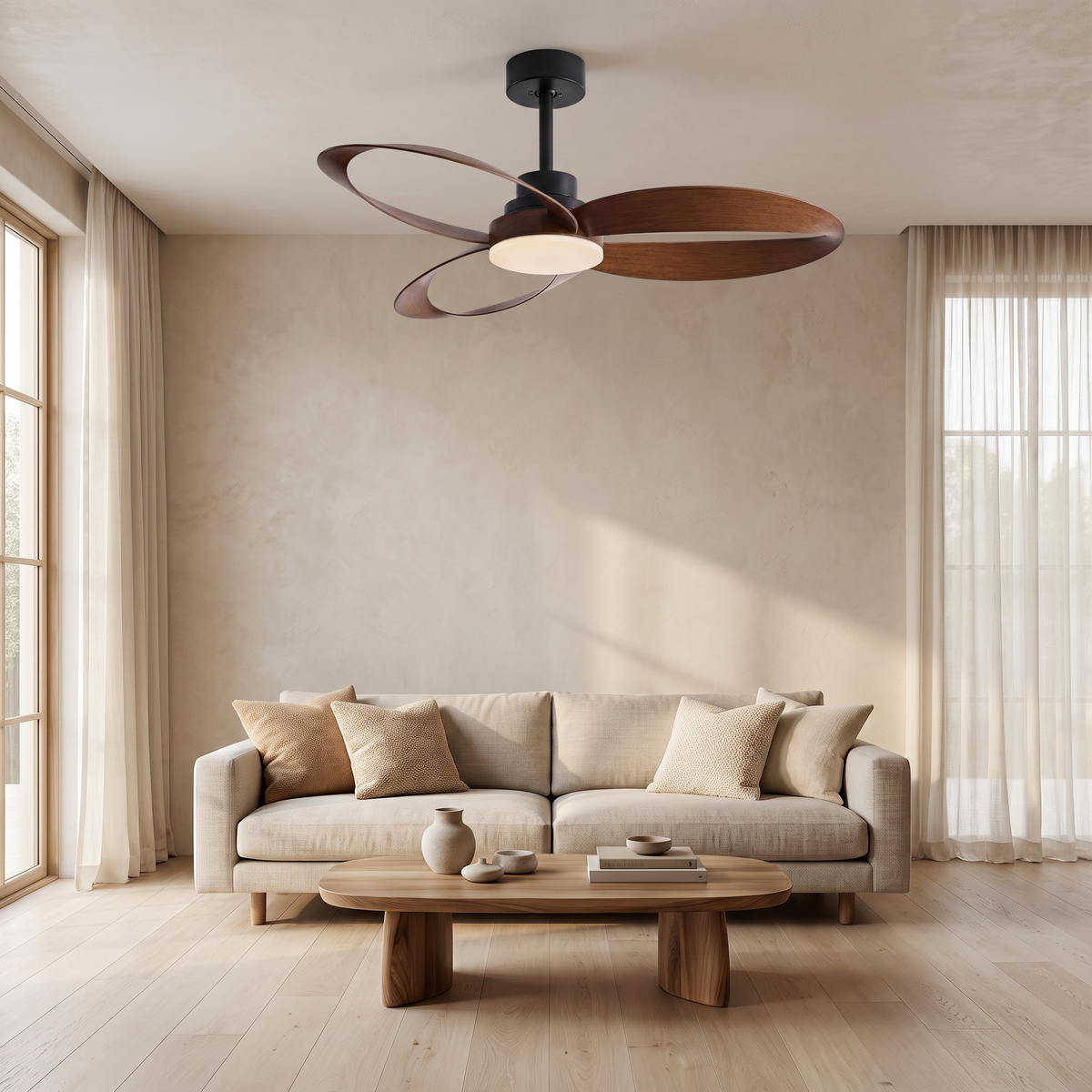 Sorrento ceiling fan installed in a living room