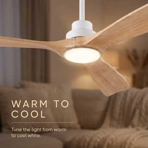 Bronte ceiling fan CCT LED tunable from warm to cool white