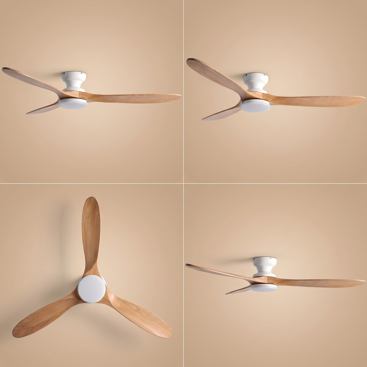 Kiama ceiling fan shown from four angles