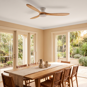 Kiama ceiling fan installed above a dining table