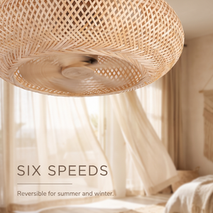 Noosa bamboo ceiling fan six speeds, reversible