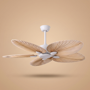 Daintree palm leaf ceiling fan in white, studio product shot