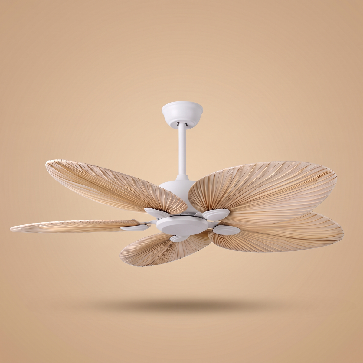 Daintree palm leaf ceiling fan in white, studio product shot