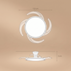 Zephyr ceiling fan dimensions, 120 cm span and 3 cm depth
