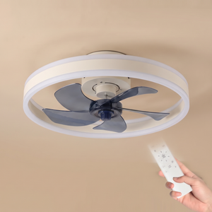 Orbit LED ring ceiling fan in ivory, studio product shot