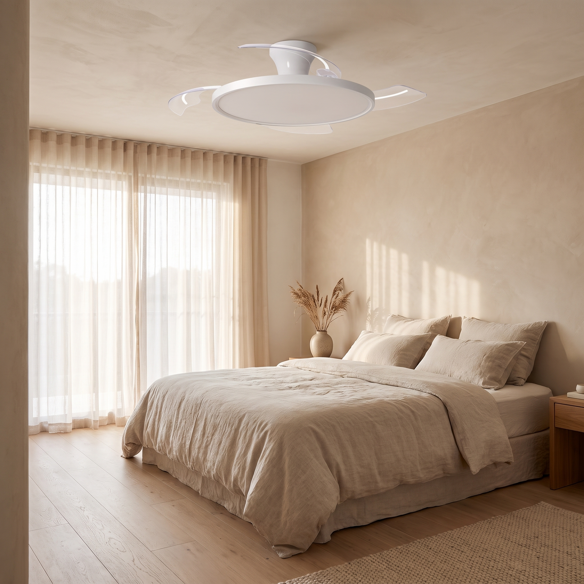 Zephyr ceiling fan installed in a bedroom