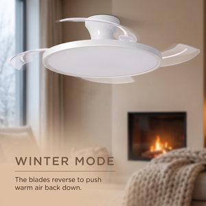 Zephyr ceiling fan winter mode, blades reverse to push warm air down