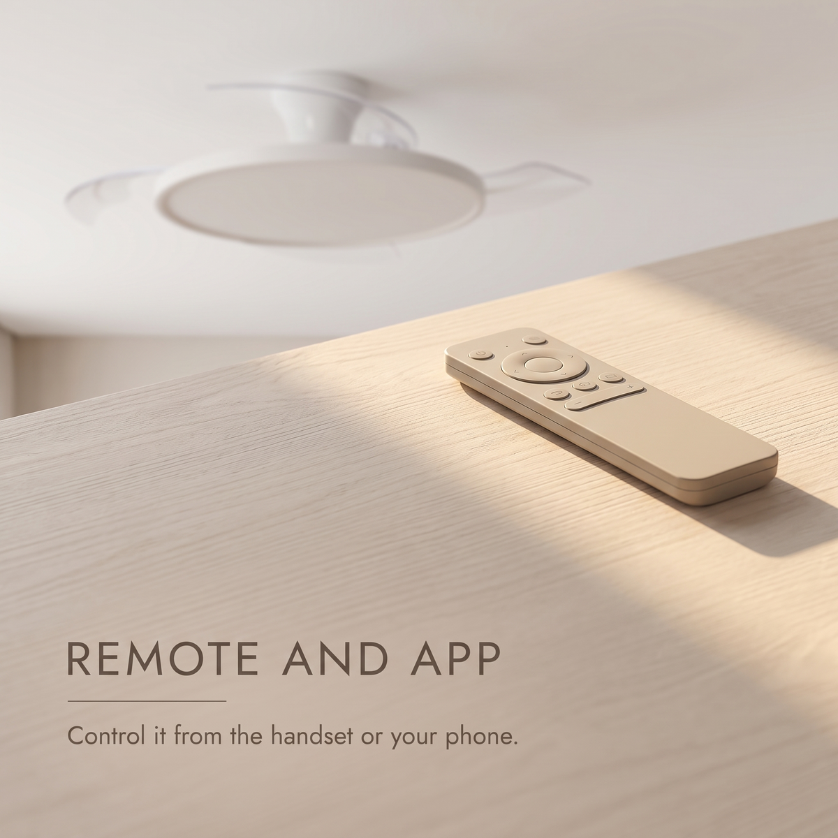 Zephyr ceiling fan controlled by remote and app