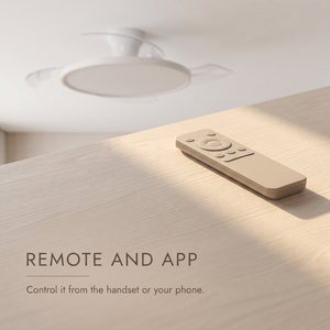 Zephyr ceiling fan controlled by remote and app
