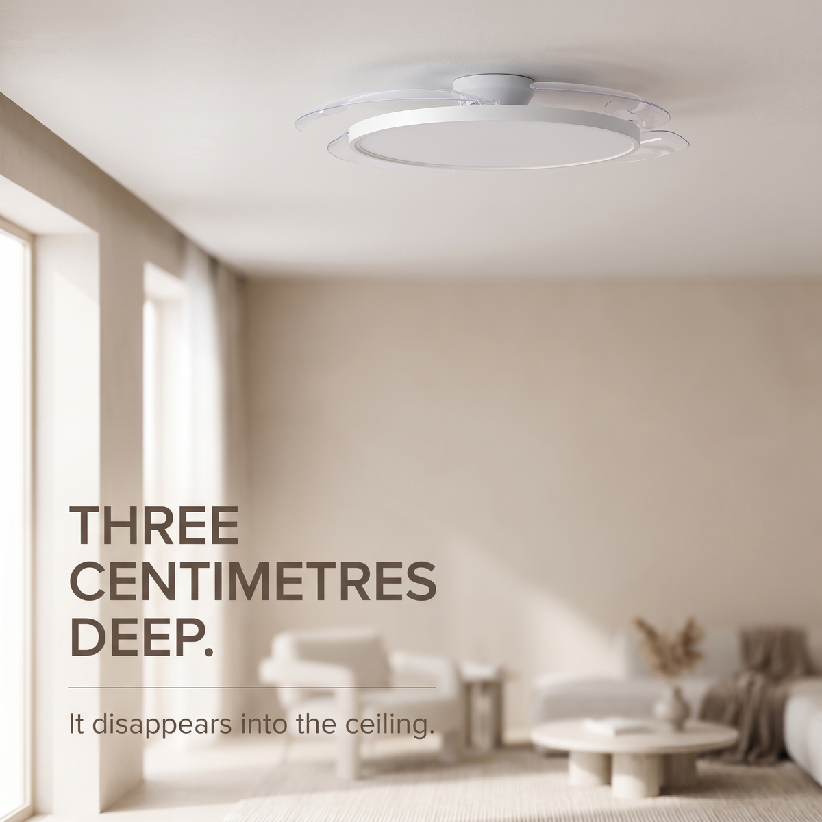 Zephyr ceiling fan is only three centimetres deep