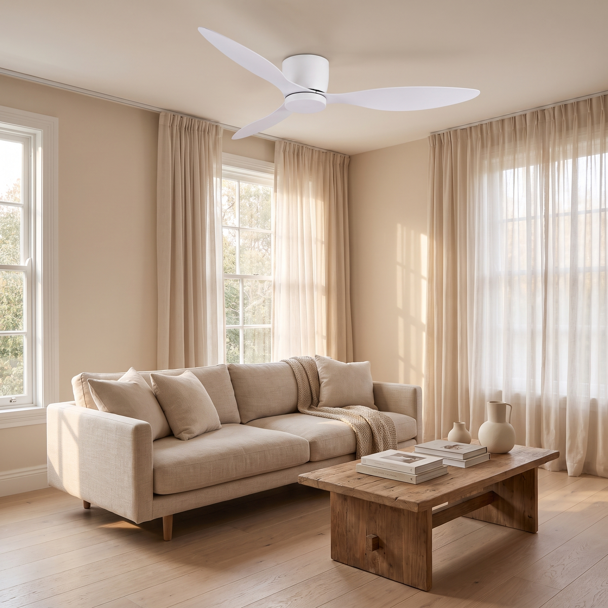 Bondi ceiling fan installed in a living room