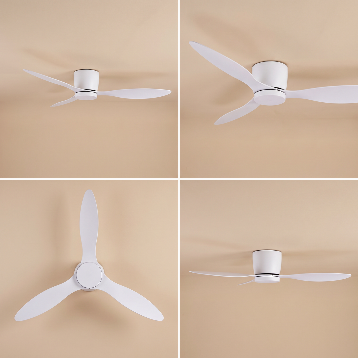 Bondi ceiling fan shown from four angles