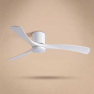 Marlo low profile ceiling fan in white, studio product shot