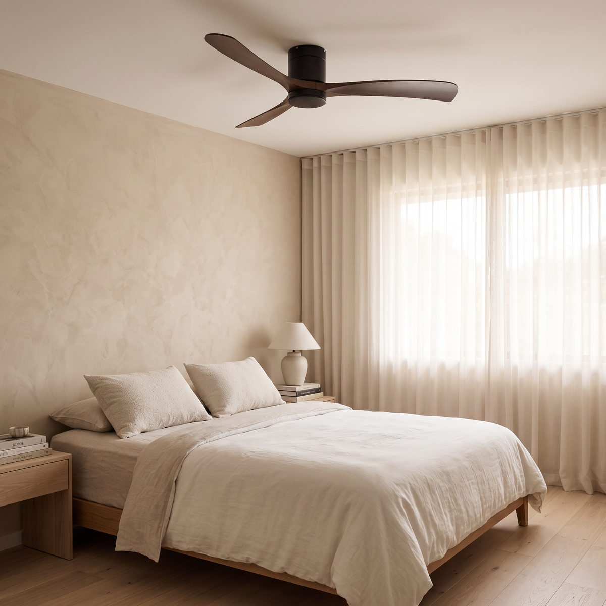 Marlo ceiling fan installed in a low ceiling bedroom