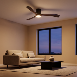 Marlo ceiling fan with its LED lit in the evening