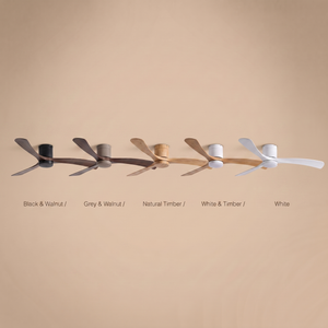 Marlo ceiling fan colour range, five finishes