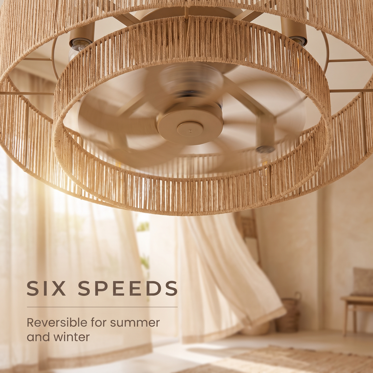 Reef ceiling fan six speeds, reversible
