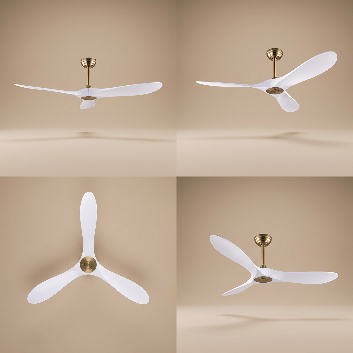 VistaWood warm gold ceiling fan four angles