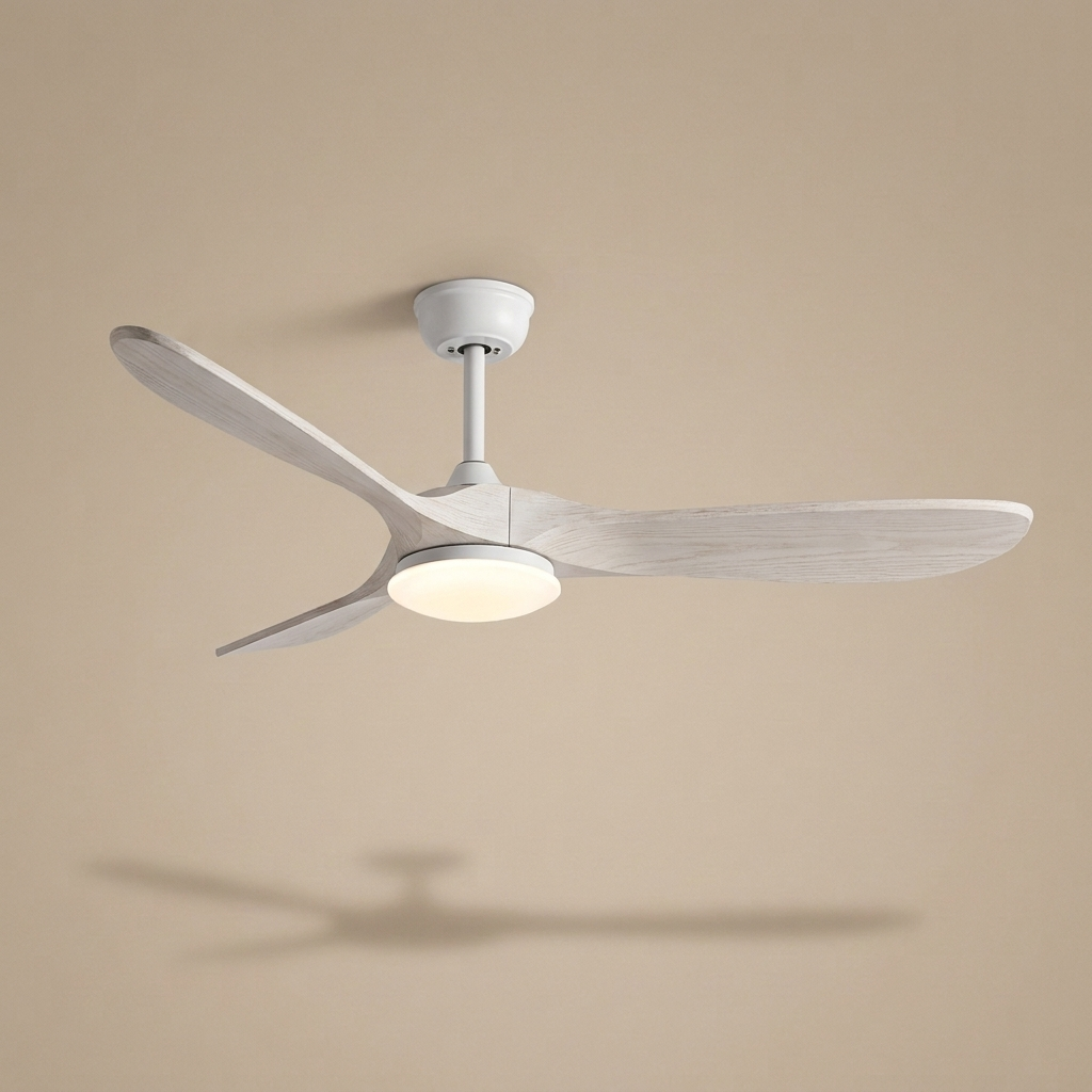 Lorne ceiling fan in white and timber