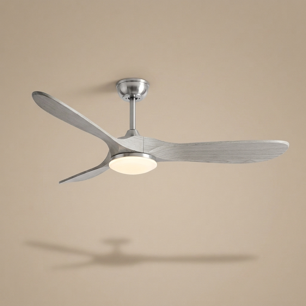 Lorne ceiling fan in silver and timber