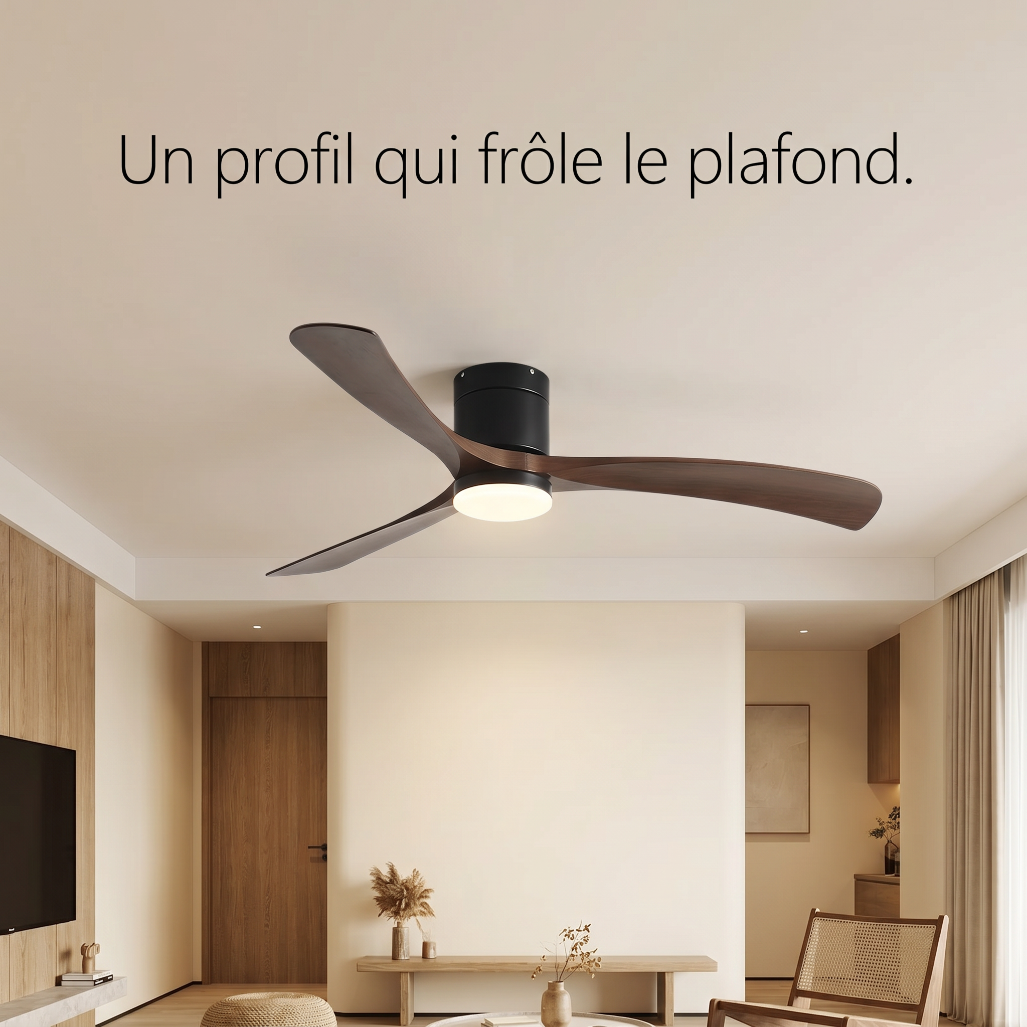 Marlo — Marlo Low-Profile Timber-Look DC Fan with LED | aussieceilingfans