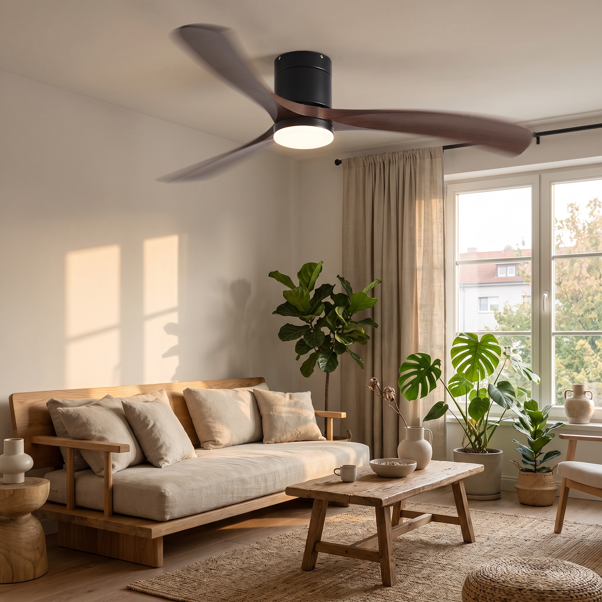 Marlo — Marlo Low-Profile Timber-Look DC Fan with LED | aussieceilingfans