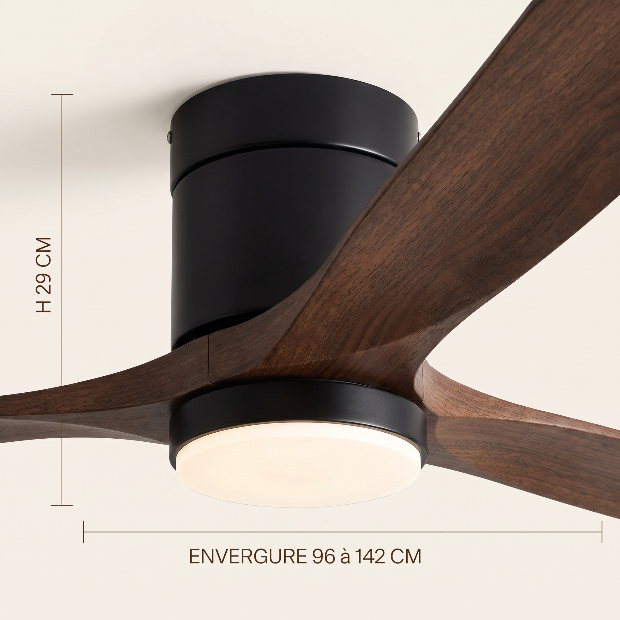 Marlo — Marlo Low-Profile Timber-Look DC Fan with LED | aussieceilingfans