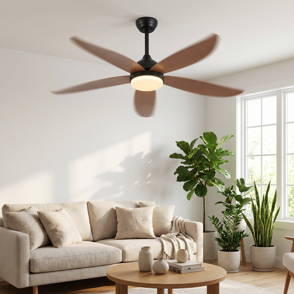 Southerly — Southerly Five-Blade Timber-Look Fan with LED — 132 cm | aussieceilingfans