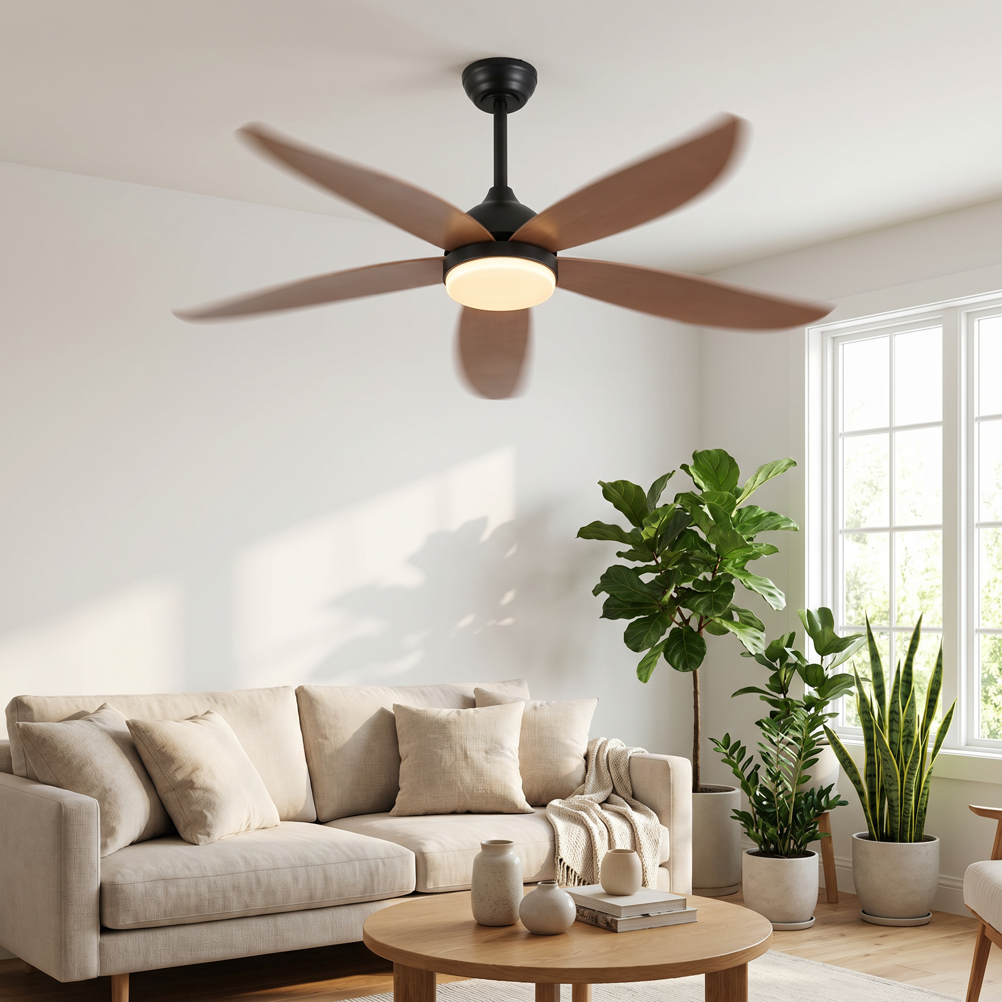 Southerly — Southerly Five-Blade Timber-Look Fan with LED — 132 cm | aussieceilingfans
