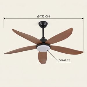 Southerly — Southerly Five-Blade Timber-Look Fan with LED — 132 cm | aussieceilingfans