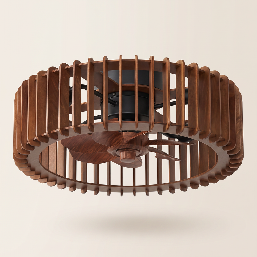 Tallow Timber Slat Ceiling Fan Walnut Stain, 50 cm