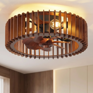 Tallow Timber Slat Ceiling Fan — Walnut Stain 50 cm | aussieceilingfans